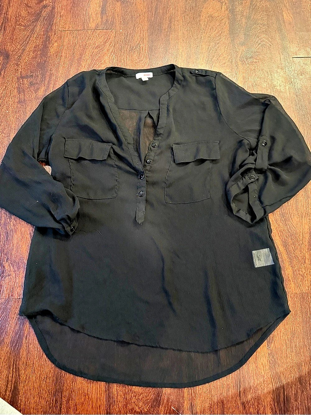 Bongo Black Sheer Utility Blouse Size XL